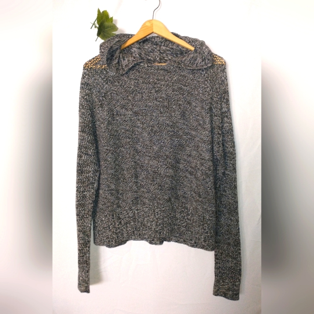 American Eagle Outfitters Knit Hooded Gray Sweater Size Large